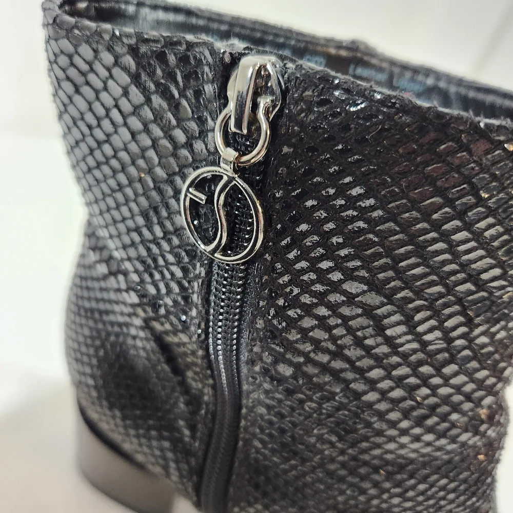 Franco Sarto Black Snakeskin Boots Size 7.5